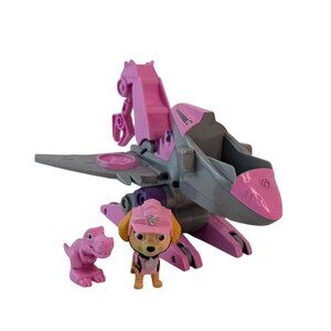 Paw Patrol Skyes Dino Rescue Jet Vehicle With Skye & T-Rex Toy Figures